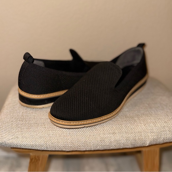 Kelly & Katie Shoes - Black Slip-On Loafers with Tan Sole